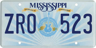 MS license plate ZRO523