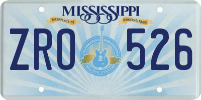 MS license plate ZRO526