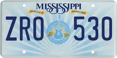 MS license plate ZRO530