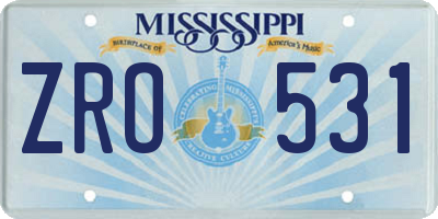 MS license plate ZRO531
