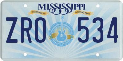MS license plate ZRO534