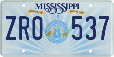 MS license plate ZRO537