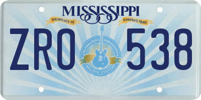 MS license plate ZRO538