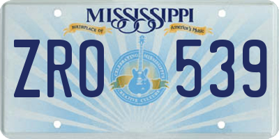 MS license plate ZRO539