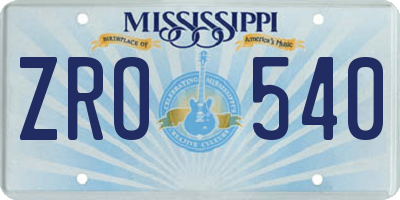 MS license plate ZRO540