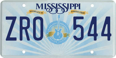 MS license plate ZRO544