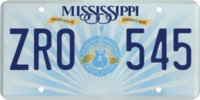 MS license plate ZRO545