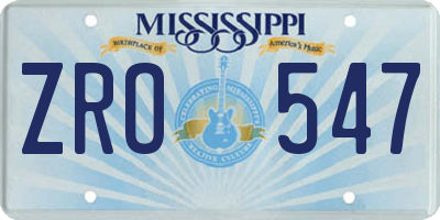 MS license plate ZRO547