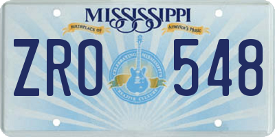 MS license plate ZRO548