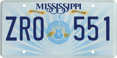 MS license plate ZRO551
