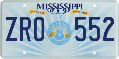 MS license plate ZRO552