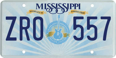 MS license plate ZRO557