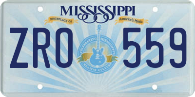 MS license plate ZRO559