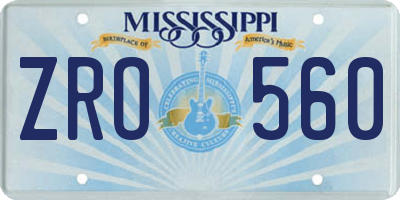 MS license plate ZRO560