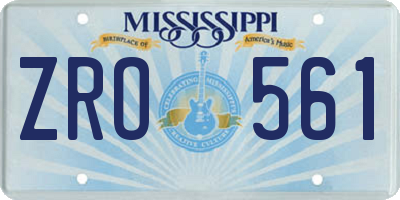 MS license plate ZRO561