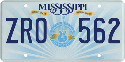 MS license plate ZRO562