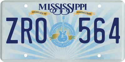 MS license plate ZRO564