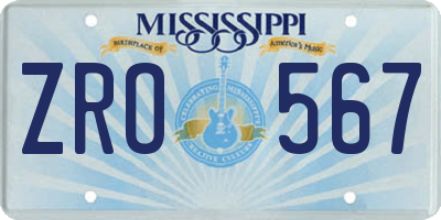 MS license plate ZRO567