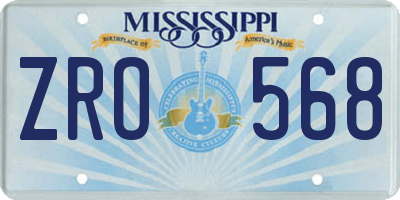 MS license plate ZRO568