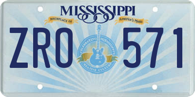 MS license plate ZRO571