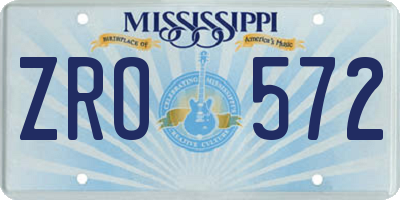 MS license plate ZRO572