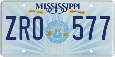 MS license plate ZRO577
