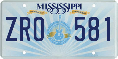 MS license plate ZRO581