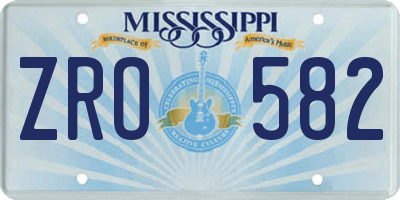 MS license plate ZRO582