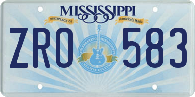 MS license plate ZRO583