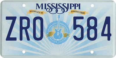 MS license plate ZRO584