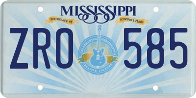 MS license plate ZRO585