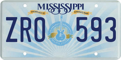 MS license plate ZRO593