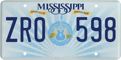 MS license plate ZRO598