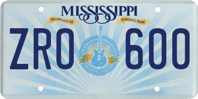 MS license plate ZRO600