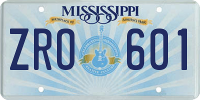 MS license plate ZRO601