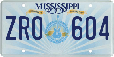 MS license plate ZRO604