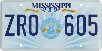 MS license plate ZRO605
