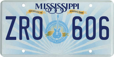 MS license plate ZRO606