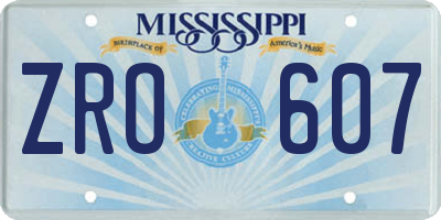 MS license plate ZRO607