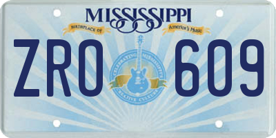 MS license plate ZRO609