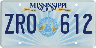 MS license plate ZRO612
