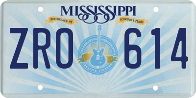 MS license plate ZRO614