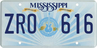 MS license plate ZRO616