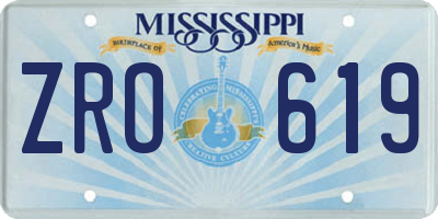 MS license plate ZRO619