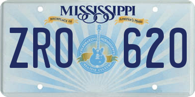 MS license plate ZRO620