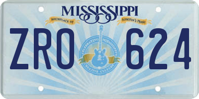 MS license plate ZRO624