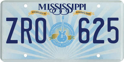 MS license plate ZRO625