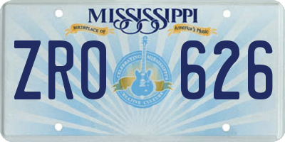 MS license plate ZRO626