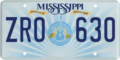 MS license plate ZRO630