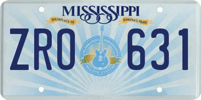 MS license plate ZRO631